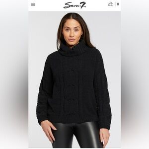 Seven7 CABLE KNIT COWL NECK SWEATER